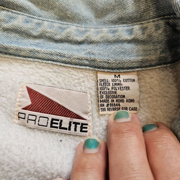 Vtg Dallas Cowboys Denim Shirt Jacket Mens Size M Fleece Lined Pro Elite NFL - Picture 6 of 9